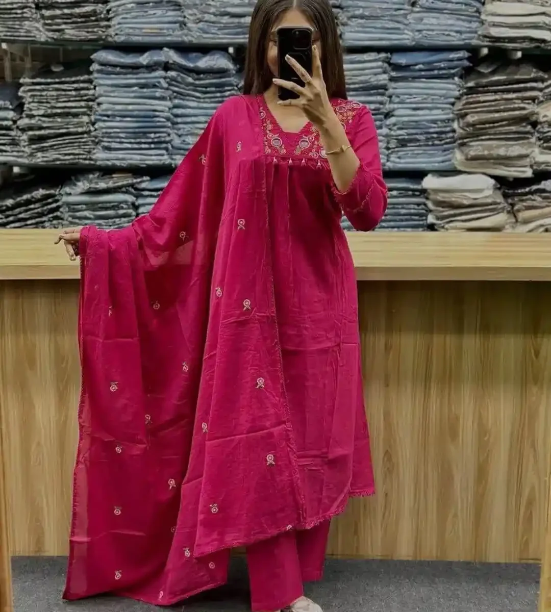 Cotton Pink Suit Set For Women