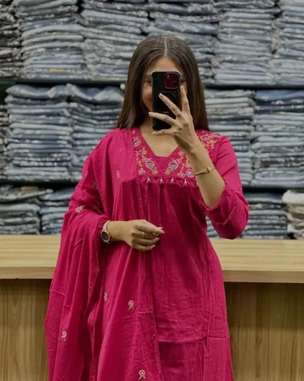 Cotton Pink Suit Set For Women