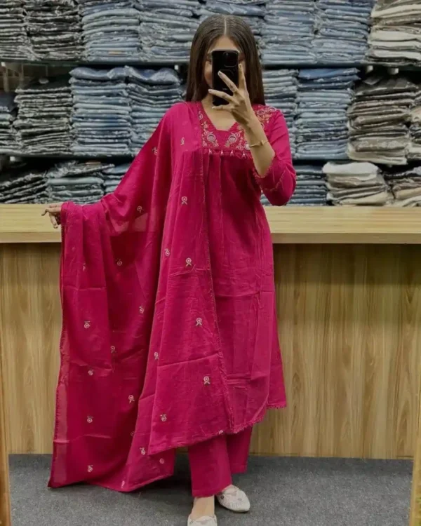 Cotton Pink Suit Set For Women