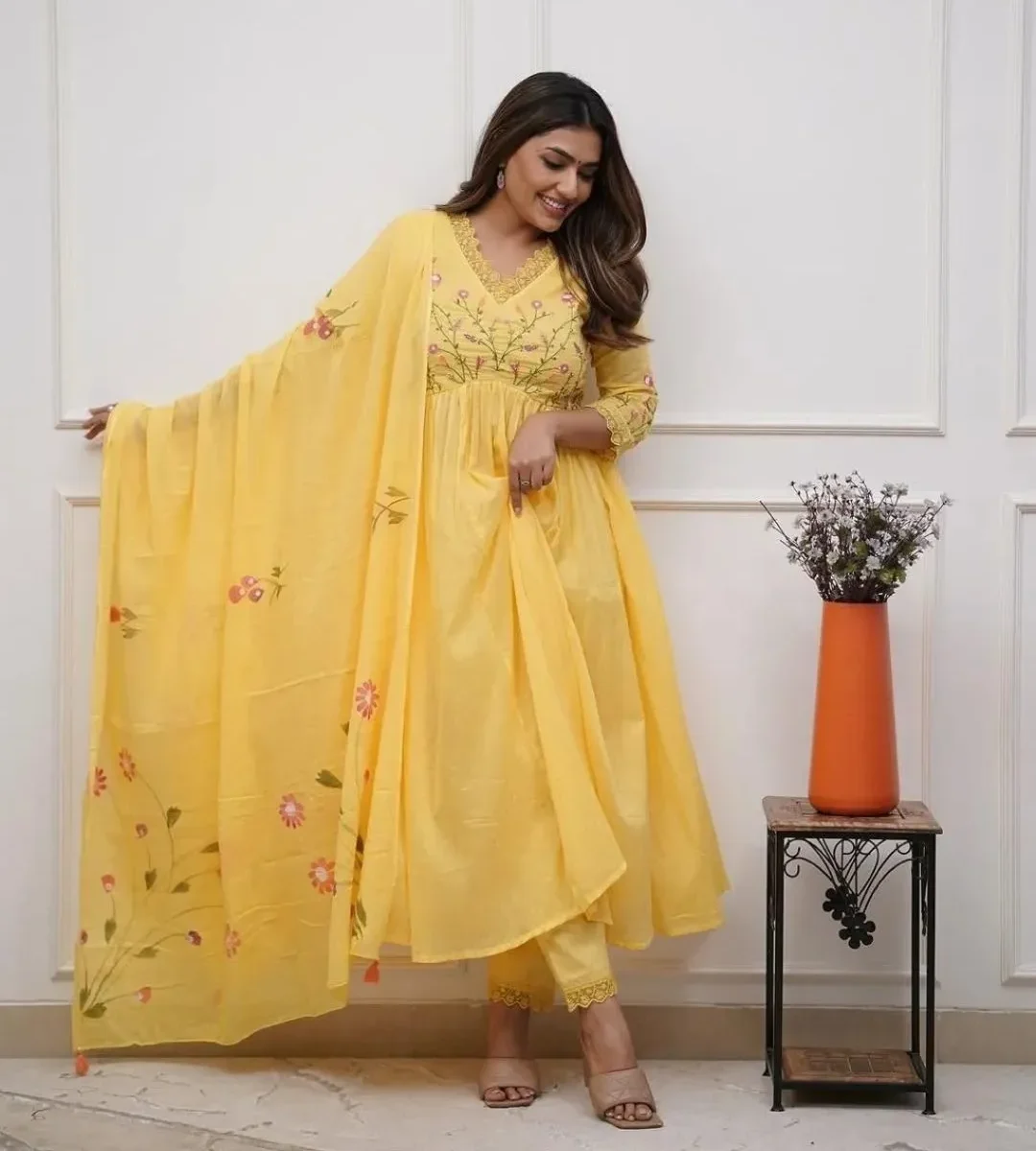 Cotton Printed Yellow Suit Set
