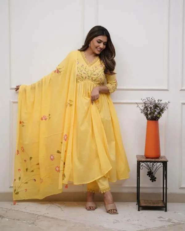 Cotton Printed Yellow Suit Set