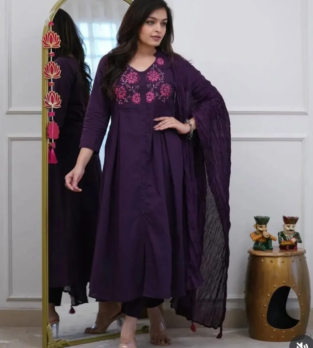 Cotton Purple Colour Suit Set​