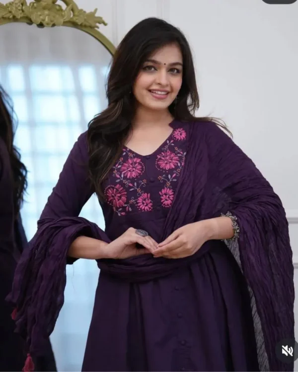 Cotton Purple Colour Suit Set​