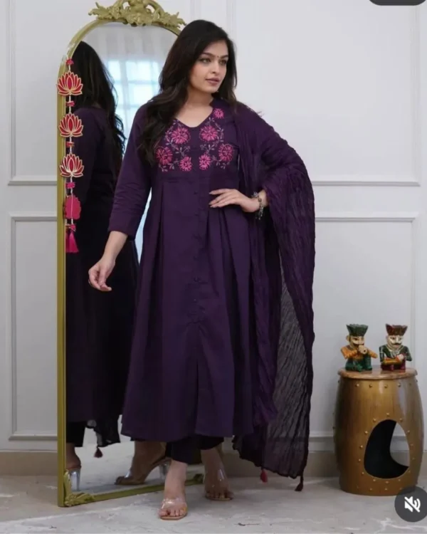 Cotton Purple Colour Suit Set​
