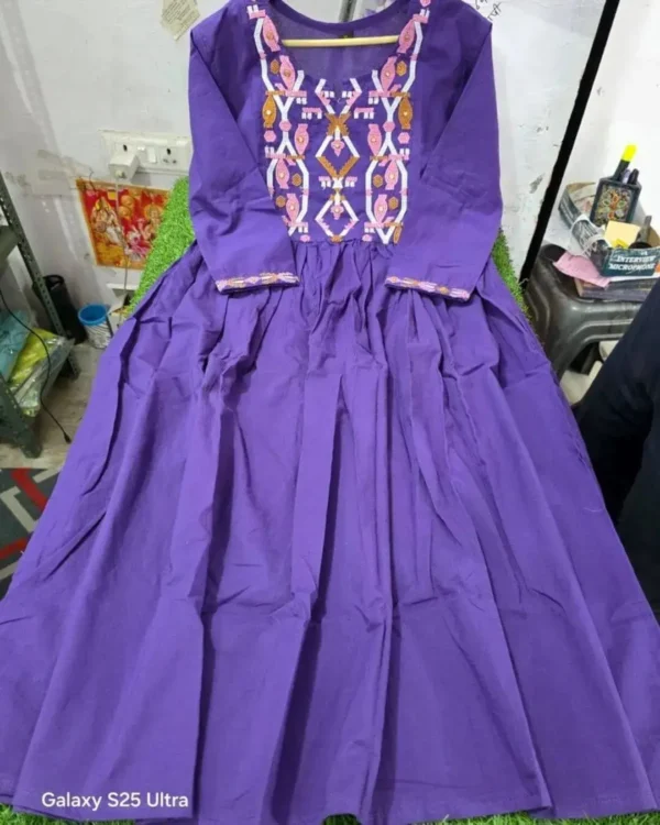 Cotton Purple Kurti Set With Dupatta Set