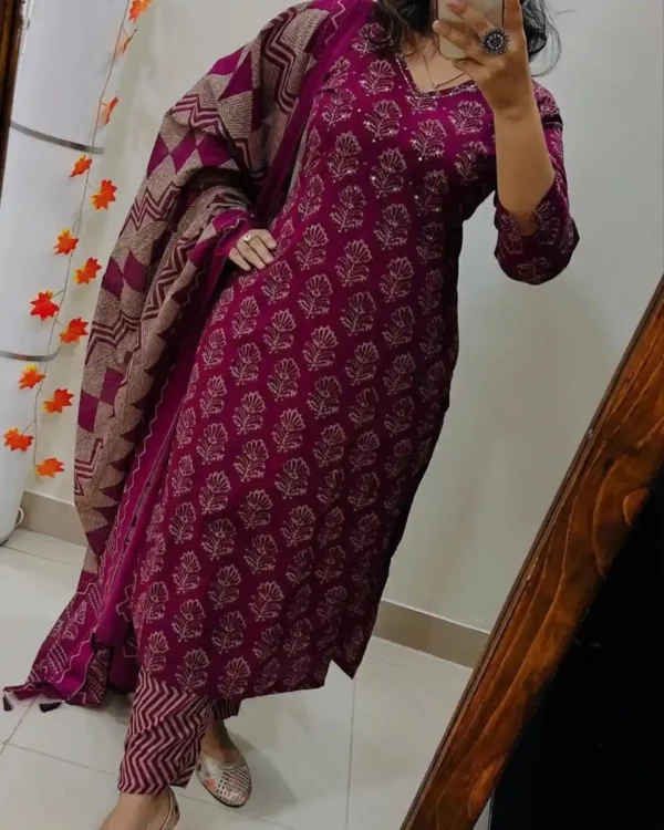 Cotton Rani Pink Party Wear Suit Set