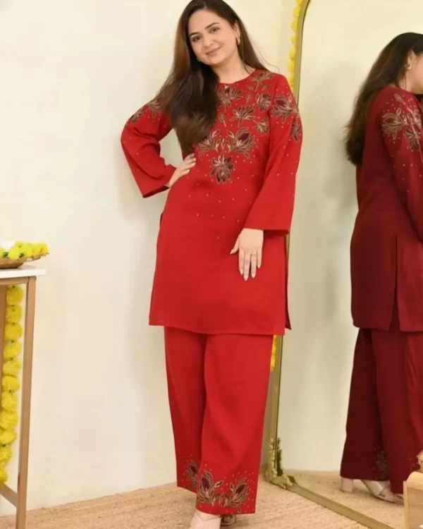 Cotton Red Color Kurti Set