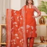 Cotton Sanganeri Print Kurti Pant Dupatta Set