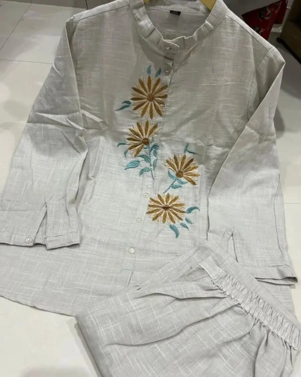 Cotton Slub Office Wear Kurti Pant Set