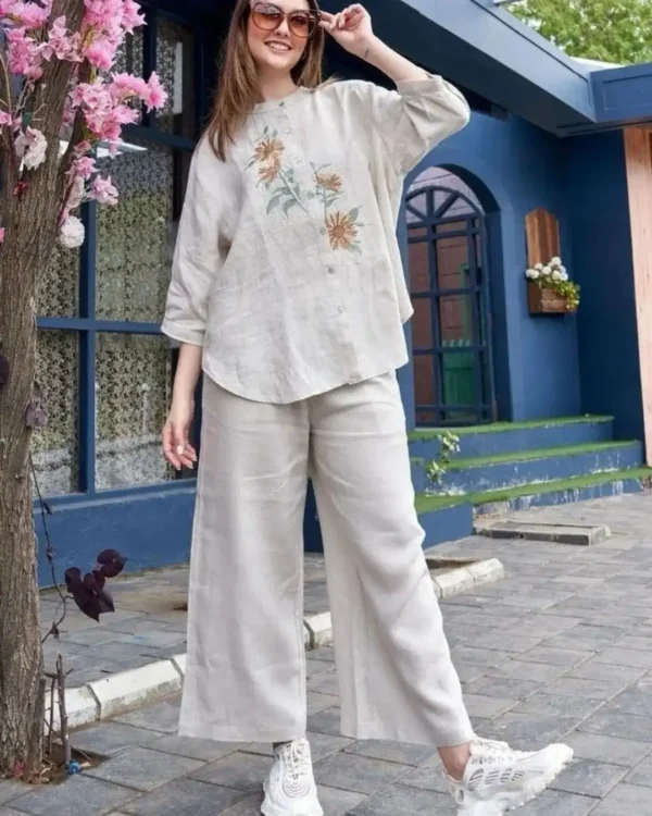Cotton Slub Office Wear Kurti Pant Set