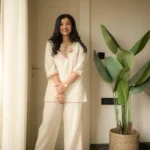 Cotton White Color Combination Kurti Pant Set