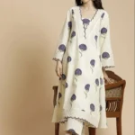 Cotton White Color Kurti Palazzo Set