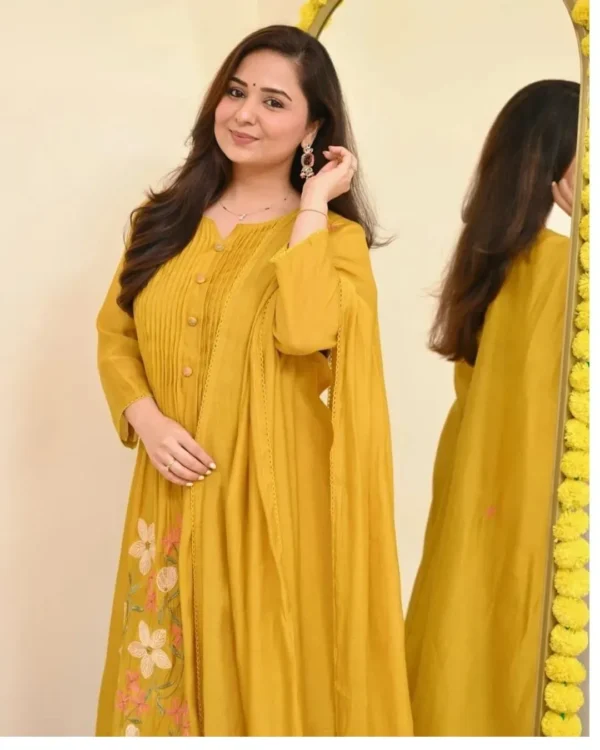 Cotton Yellow Sanganeri Print Kurti & Kurta Set