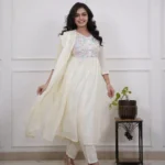 Cream White Cotton Suit Set
