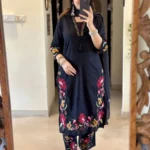 Dark Blue Kurti Pant With Dupatta Set