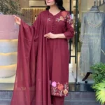 Dark Maroon Cotton Suit Set