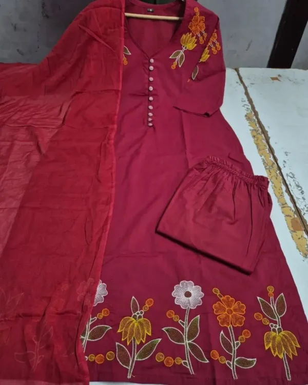 Dark Maroon Cotton Suit Set
