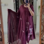 Dark Maroon Suit With Dupatta Set