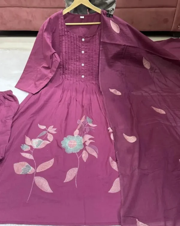 Dark Maroon Suit With Dupatta Set