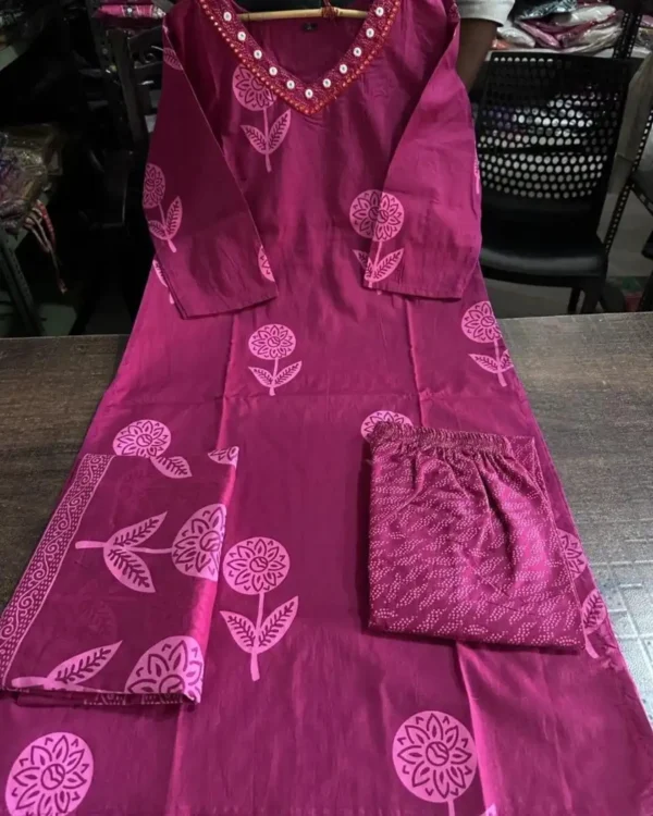 Dark Pink South Cotton Suit Set
