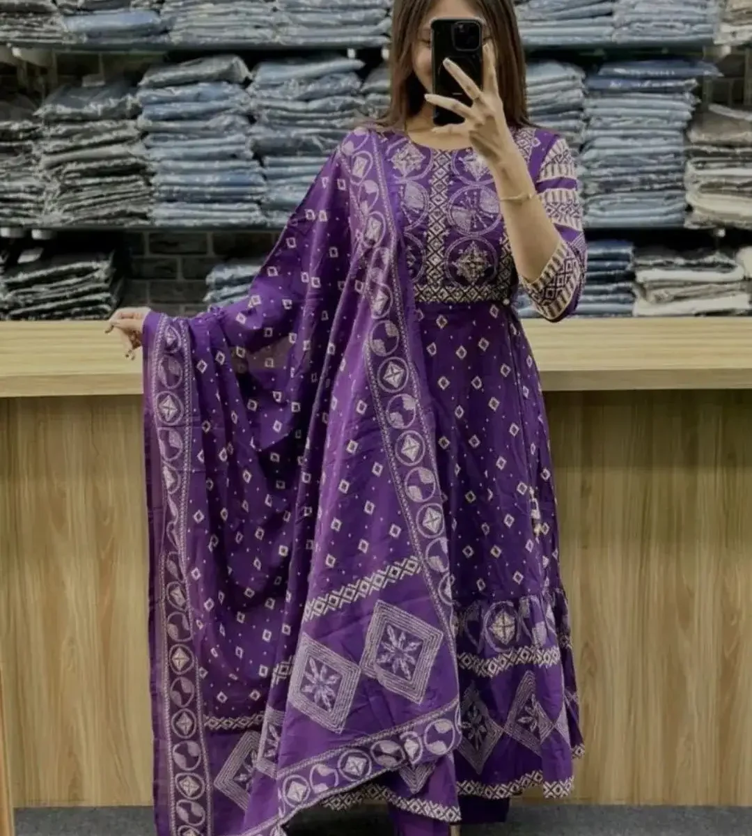 Dark Purple Anarkali Suit Set