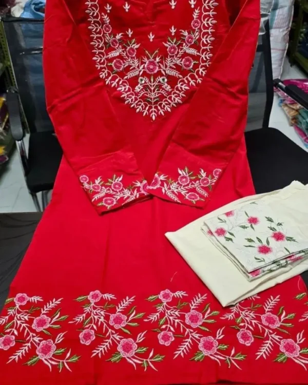 Dark Red Cotton Printed Co-Ord Set