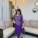 Embroidered Dark Purple Salwar Suit