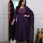 Embroidery Lavender Cotton Suit Set