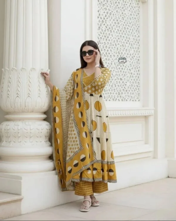 Flared Anarkali Cotton Suit Set