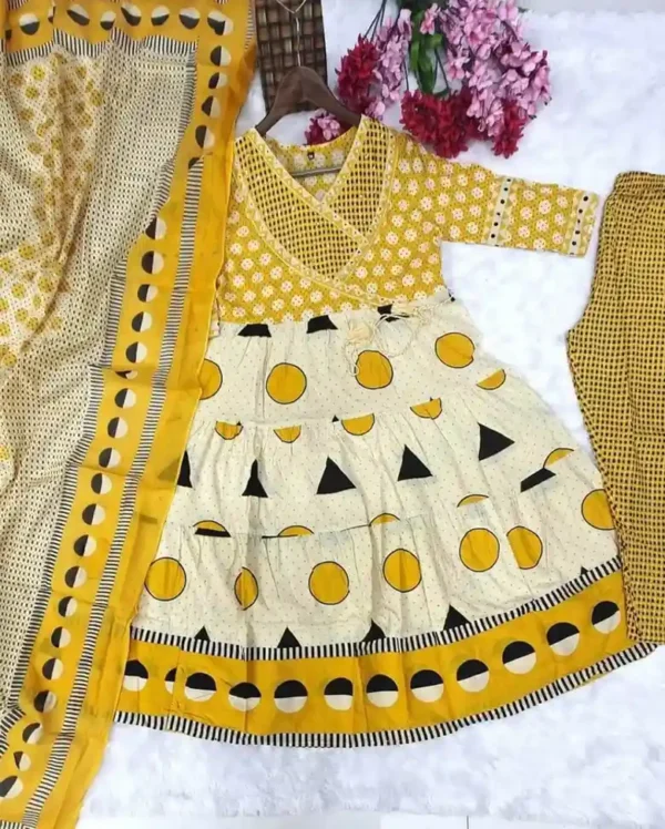 Flared Anarkali Cotton Suit Set