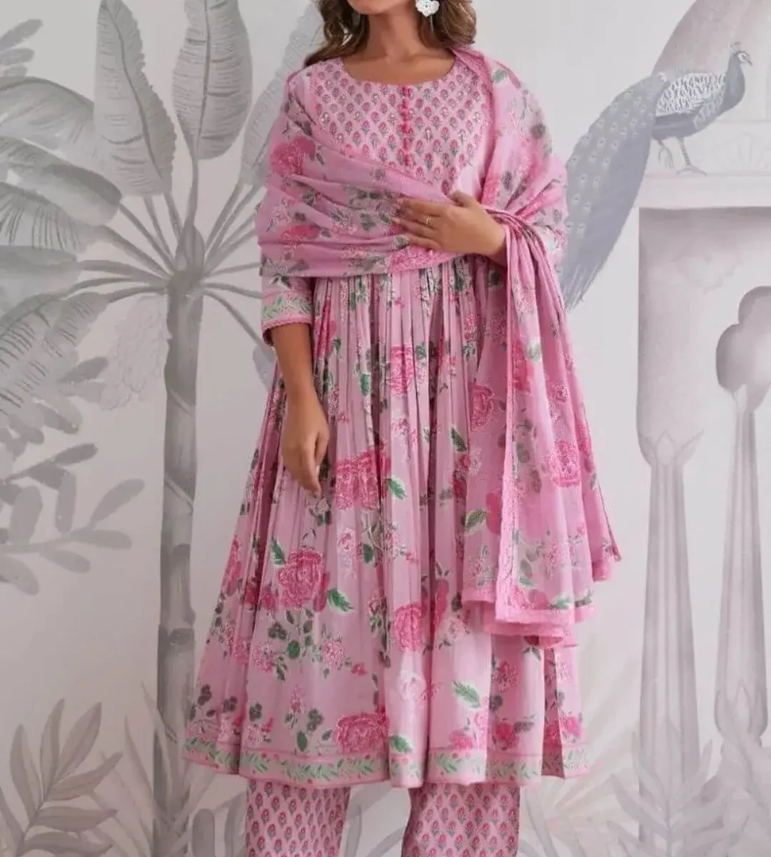 Flared Anarkali Kurti Pant Dupatta Set