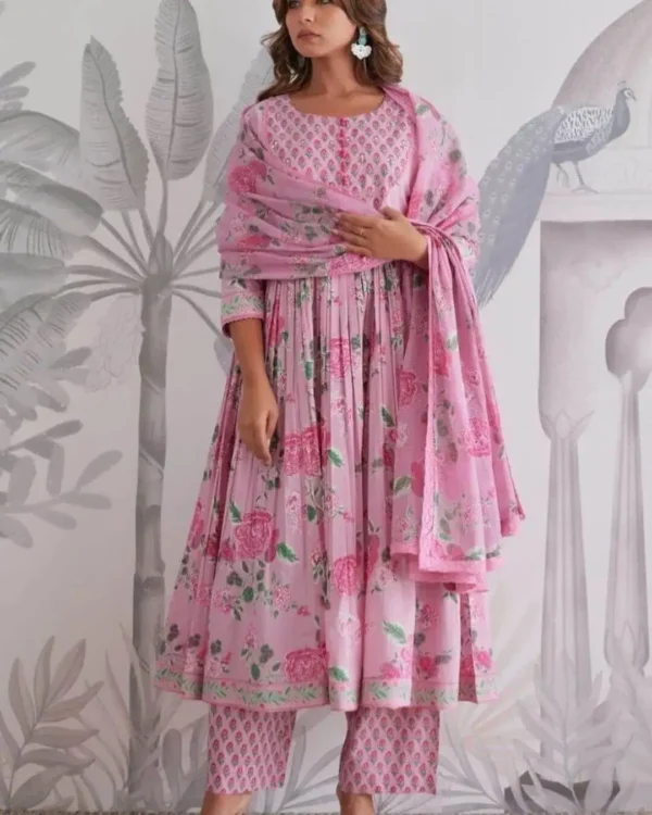 Flared Anarkali Kurti Pant Dupatta Set