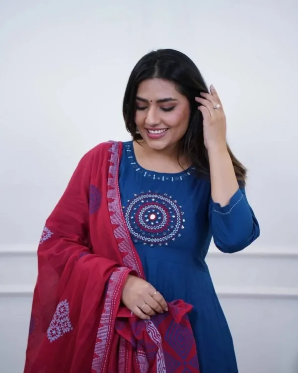 Flared Cotton Floral Printed Suit Set