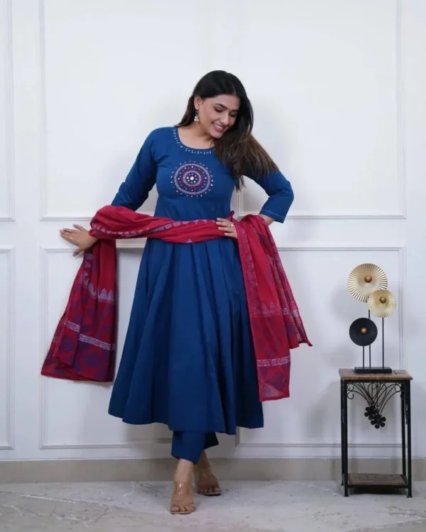 Flared Cotton Floral Printed Suit Set