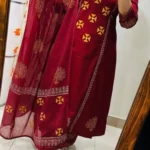 Flared Cotton Mirror Work Suit Set