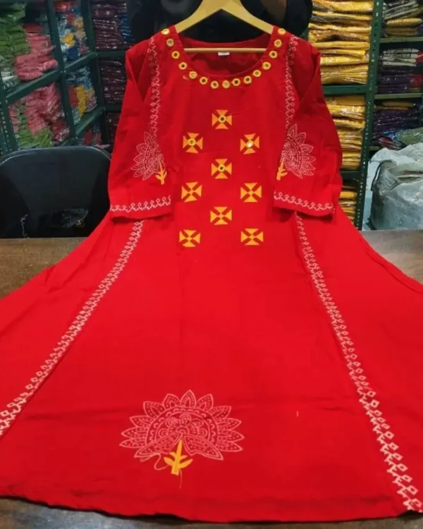 Flared Cotton Mirror Work Suit Set