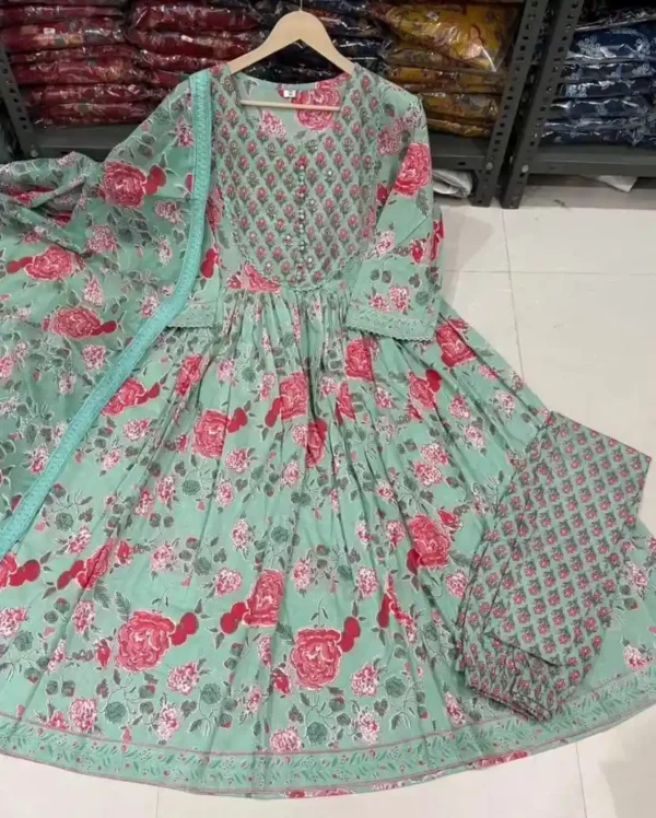 Flared Sanganeri Block Print Suit Set