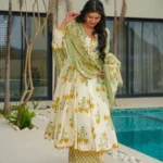 Floral Print Anarkali Suit Set 