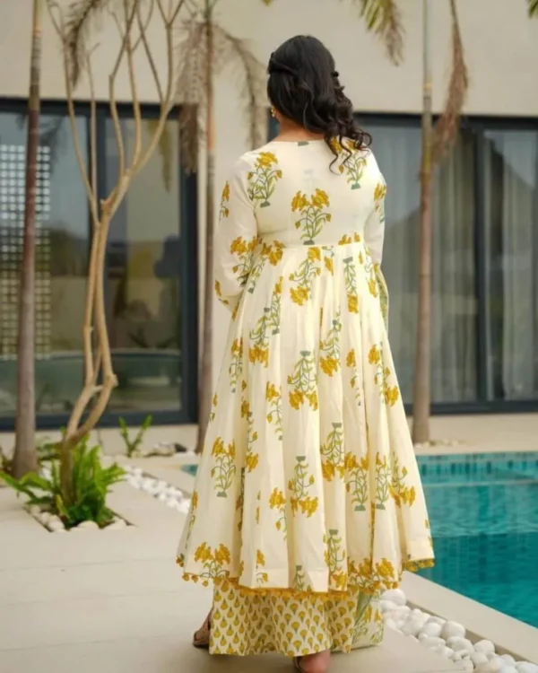 Floral Print Anarkali Suit Set 