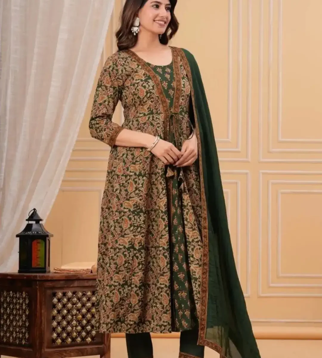 Floral Print Anarkali Suit Set For Party Wear