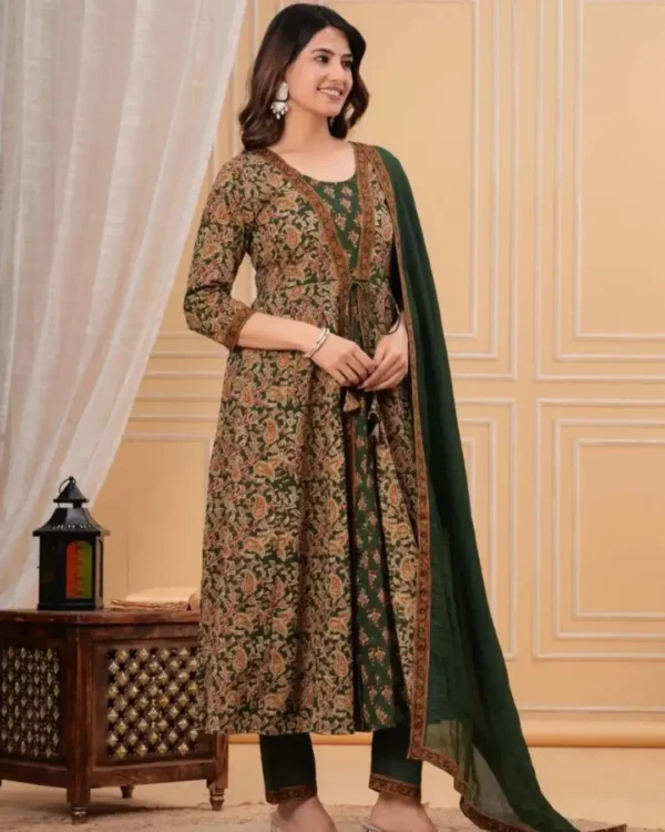 Floral Print Anarkali Suit Set For Party Wear