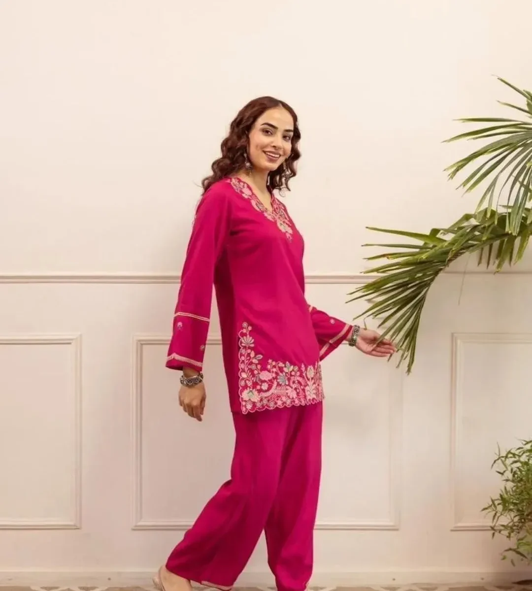 Floral Print Cotton Kurti Pant Set