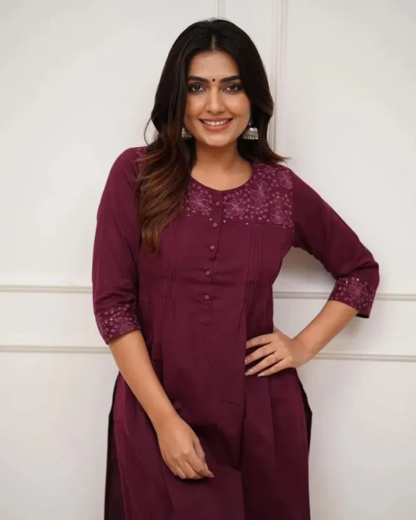 Floral Print Cotton Kurti Pant Set
