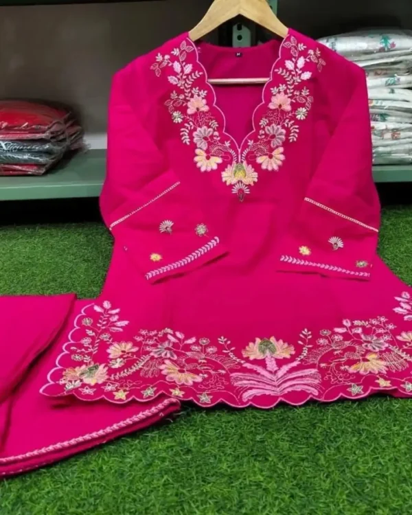Floral Print Cotton Kurti Pant Set