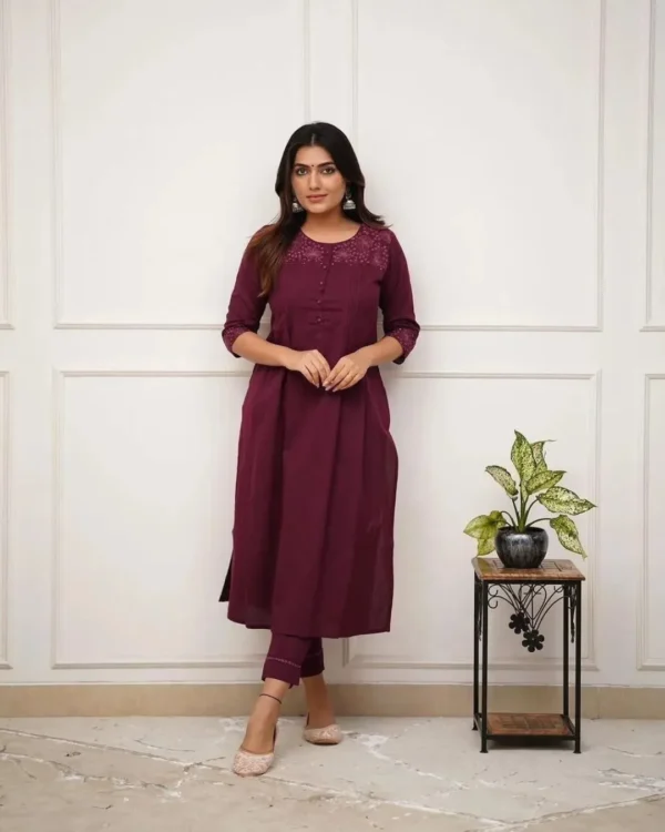 Floral Print Cotton Kurti Pant Set