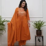 Floral Printed Cotton Anarkali Suit Set