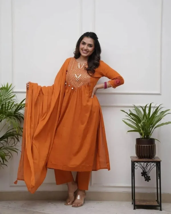 Floral Printed Cotton Anarkali Suit Set