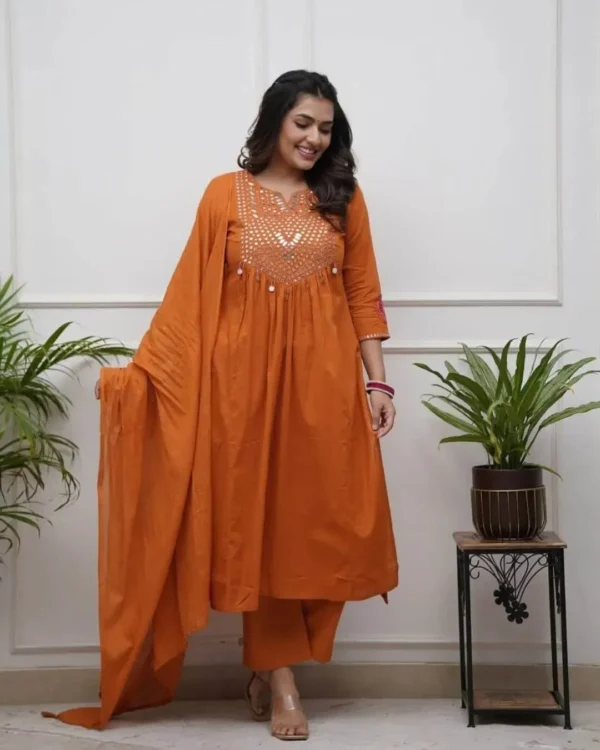 Floral Printed Cotton Anarkali Suit Set