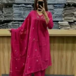 Floral Printed Pink Cotton Suit Set