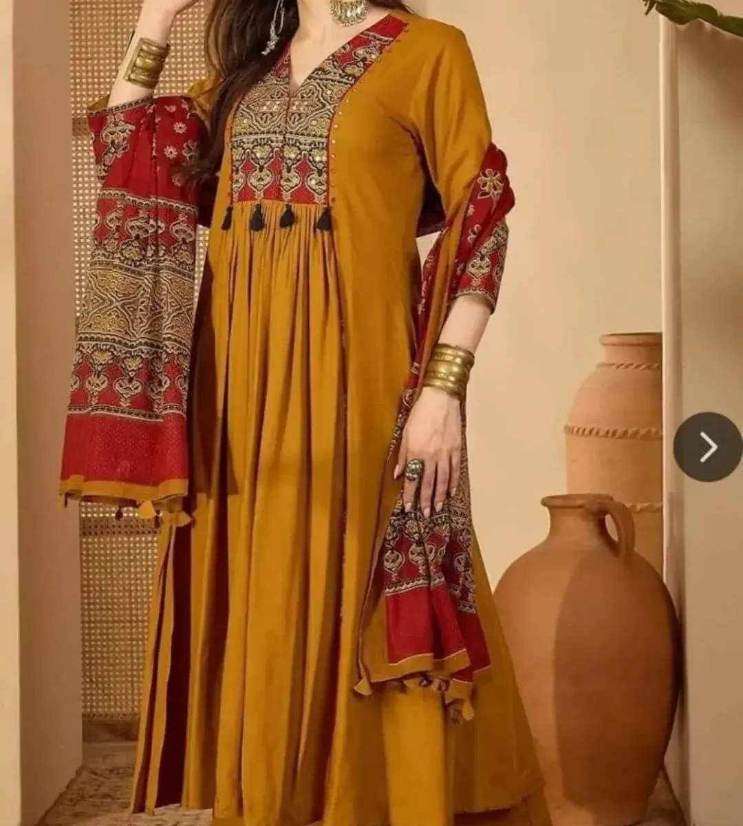 Floral Printed Yellow Cotton Suit Set